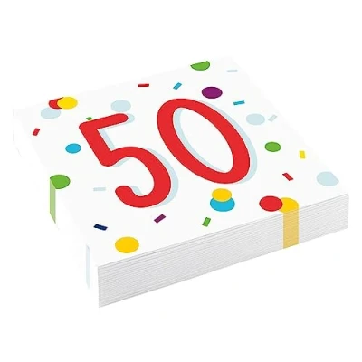 Afbeelding van Amscan Servetten 50 Jaar Confetti 33 X Cm 20 Stuks