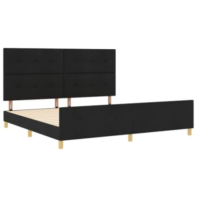 Afbeelding van vidaXL Bedframe Set van 3 Zwart Hout, Stof 200 x cm Simpel