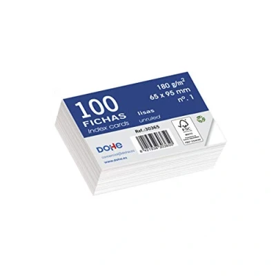 Afbeelding van DOHE 30365 indexkaarten, glad, wit, 180 g, nr. 1, 65 x 95 mm, 100 stuks