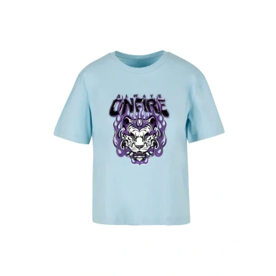 Afbeelding van Mister Tee Always ON FIRE Tshirt print, Dames, Maat: Large, Oceanblue