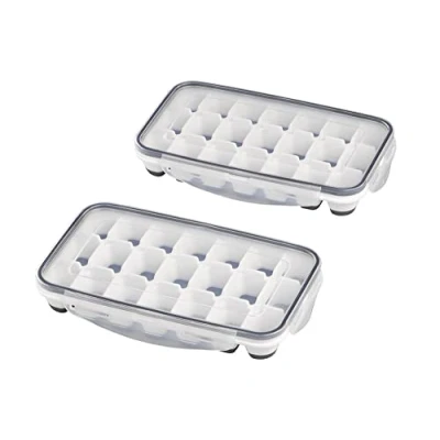 Afbeelding van APS Set van 2 ijsblokjesvormen inclusief transparant deksel, voor elk 21 ijsblokjes, ijsblokjesgrootte: 4 x 2,5 3 cm