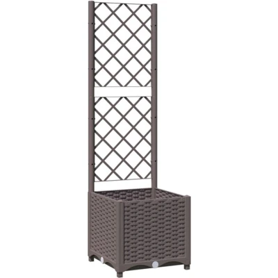 Afbeelding van vidaXL Plantenbak met latwerk 40x40x136 cm polypropeen bruin