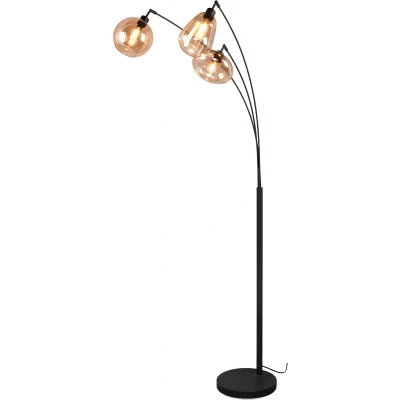 Afbeelding van TRIO LUMINA Vloerlamp Zwart mat excl. 3x E14 10W Amber glas