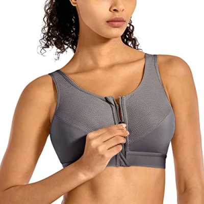 Afbeelding van SYROKAN High Impact Wireless Racerback sportbeha Met Hoge Ondersteuning Voor Dames Ritssluiting Aan De Voorkant Het wilde hout 95C