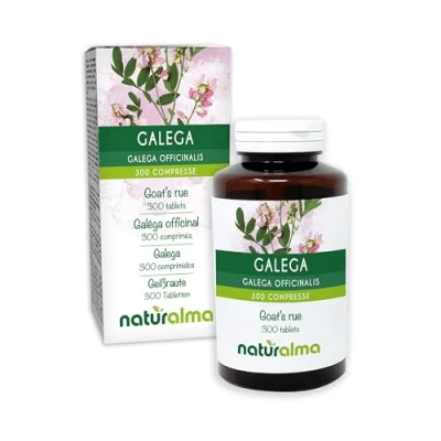 Afbeelding van Galega of Geitenruit (Galega officinalis) kruid met bloemen NATURALMA 150 g 300 tabletten Voedingssupplement Natuurlijk en Veganistisch