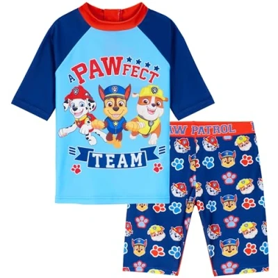 Afbeelding van PAW PATROL Badpak voor kinderen, tweedelig zwempak met bovendeel en zwembroek jongens, blauw/rood, 5 6 Jaar