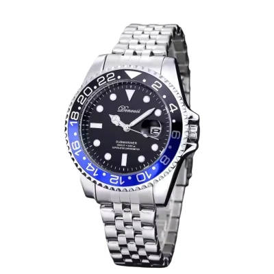 Afbeelding van Denvosi Luxe Herenhorloge Mannen Zilveren Polsband Blauw Zwar Doos Batman