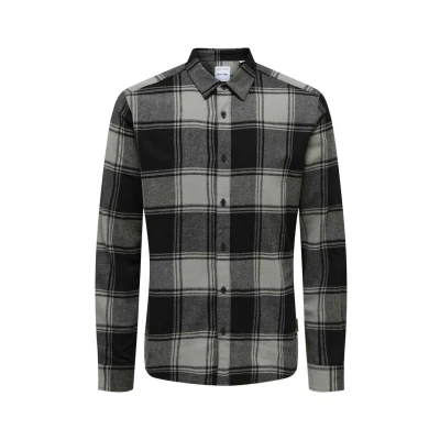 Afbeelding van Only &amp; Sons Onsgudmund Checked Shirt Overhemd, Heren, Maat: Small, Grau