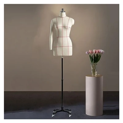 Afbeelding van Vrouwelijke Buste mannequin 360draaibaar Paspop Paspoppen Voor Naaien, In Hoogte Verstelbaar Etalagepop Met Magnetische Zuigarm kleding Display maken (Color : A, Size