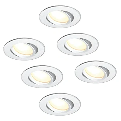 Afbeelding van HCFEI Set van 6 LED inbouwspots plat FLAT DIM 120, 230V, 3W, warm wit 3000K, inbouwgat 68 75 mm, zilver geborsteld, draaibaar, inbouwdiepte 25 mm