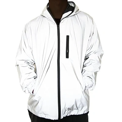 Afbeelding van NewL Mannen Reflecterende Jas Hooded Windjack Mode Runing Pocket Jacket, Grijs, XL