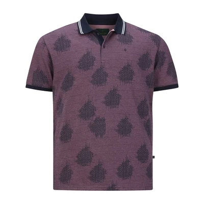 Afbeelding van Charles Colby regular fit polo EARL NEELS Plus Size met all over print oudroze
