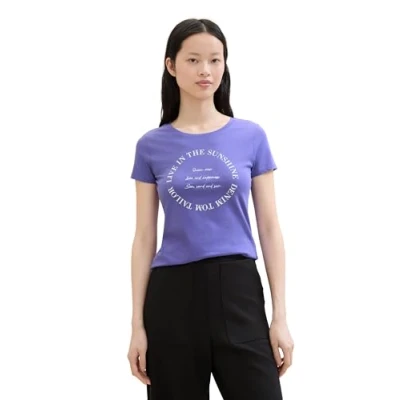 Afbeelding van TOM Tailor Denim Tshirt print, Dames, Maat: XS, Vibrant purple