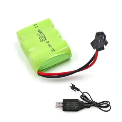 Afbeelding van Gecoty® 3,6 V accupack, Ni MH 2/3AA accu, 500mAh oplaadbare batterij, met USB oplaadkabel en SM 2P stekker voor op afstand bestuurd speelgoed, elektrisch gereedschap, huishoudelijke apparaten