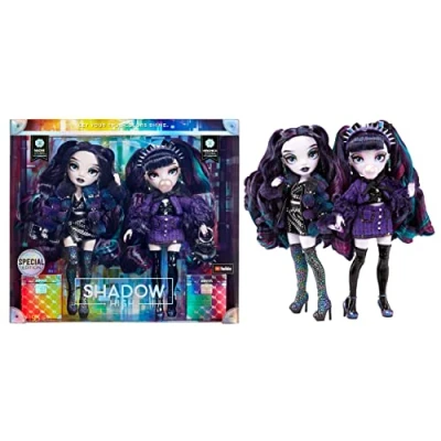 Afbeelding van Rainbow High Special Edition Twins NAOMI &amp; VERONICA STORM 2 Pack Fashionpoppen bevatten Paarse en Zwarte outfits met accessoires Geschikt voor kids van 6 12 of verzamelaars.