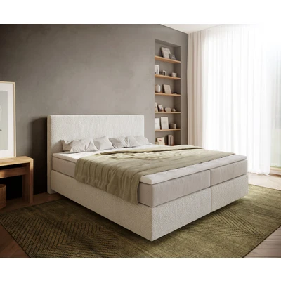 Afbeelding van Boxspringbed Dream Well Bouclé Crème Wit 180x200 cm met Pocketveringmatras en Topper Visco