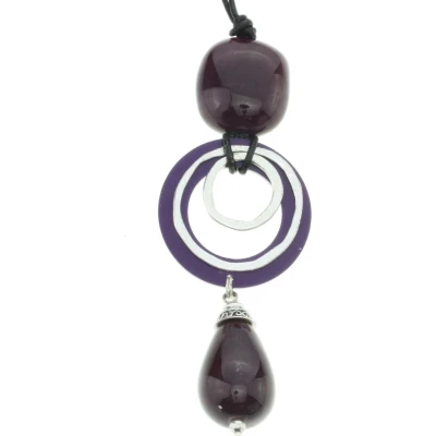 Afbeelding van Behave Lange ketting met paarse keramieke hanger