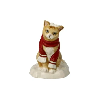 Afbeelding van Goebel Kerst Decoratief beeld Kat Sneeuwbalgevecht Aardewerk 7cm