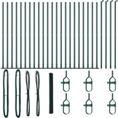 Afbeelding van vidaXL Hexagon Fence Groen 1.4x50 m Staal, Hekpalen met Basisplaten 13 stuks Ø32mm 78.5cm Gegalvaniseerd Staal