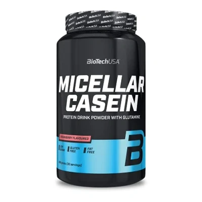 Afbeelding van BioTechUSA Micellar Casein Protein Powder Verlengde Opneemtijd Glutenvrij en Vetvrij Toegevoegd L Glutamine, 908 g, Aardbei
