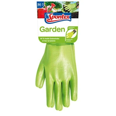 Afbeelding van Spontex Garden, veelzijdige tuinhandschoenen voor vochtige tuinieren, verstelbare manchetten 1 paar, maat M, groen