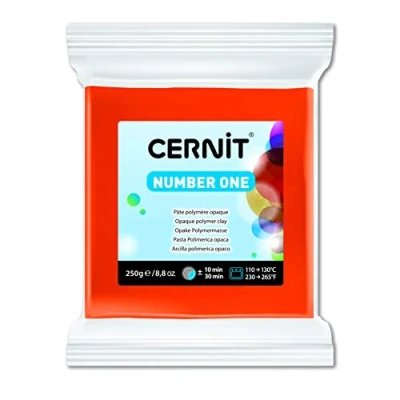 Afbeelding van Cernit CE0900250752C Block modelleermassa NuMBER ONE (polymeer), ovenhardend, direct te gebruiken, 250 g, ideaal voor doe het zelf, sieraden en figuren, beginners hobbykunstenaars, oranje, 1