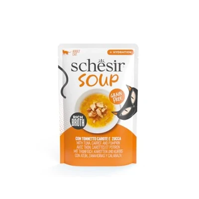 Afbeelding van 12x Schesir Complementary in Soep Kattenvoer Nat Tonijn&amp;Pompoen 40 gr
