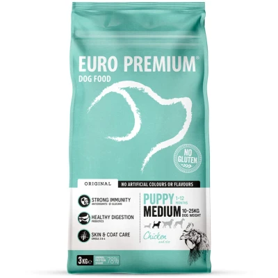 Afbeelding van Euro Premium Puppy Medium Kip Rijst 3 kg