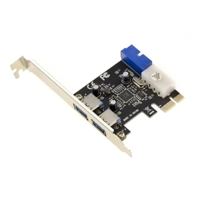 Afbeelding van KALEA INFORMATIQUE PCIe naar USB 3.0 controllerkaart Met 4 5G poorten: 2 externe en INTERNE (19 pins USB3 stekker). chipset Via VLI VL805.