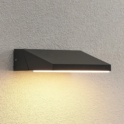 Afbeelding van Lucande LED wandlamp buiten 1licht Aluminium, polycarbonaat H: 5.2 cm antraciet, wit gesatineerd Inclusief lichtbron