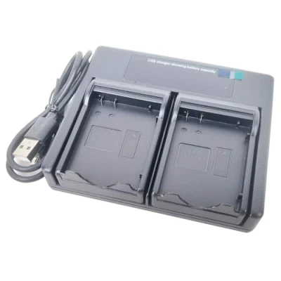 Afbeelding van Dual USB acculader voor Panasonic VW VBT190 VBT380 VBY100E VBK180 VBK360 BC10E HC V520 V550 V720