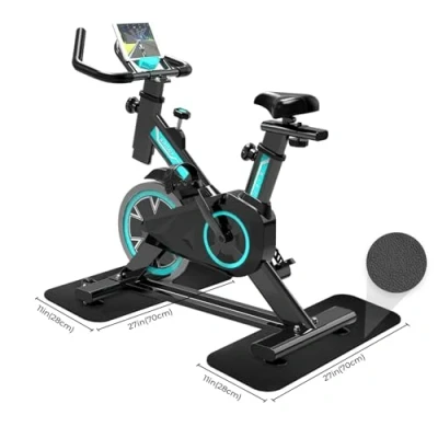 Afbeelding van Bibykivn Vloerbeschermingsmat voor fitnessapparaat, 6 mm dikke vloerbeschermingsmat, loopband, pvc onderlegmatten loopbanden, wandelpad, halterbank, crosstrainer, hometrainer, 28 x 70 cm, 2 stuks