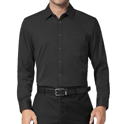Afbeelding van DEMEANOR Overhemd voor heren, lange mouwen, businesshemd, slim fit, effen, vrijetijdshemd, strijkvrij, overhemden donkergrijs, M