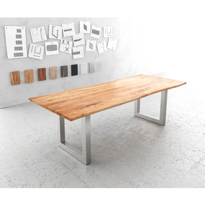Afbeelding van Eettafel Edge acacia natuur 240x100 edelstaal breed Live