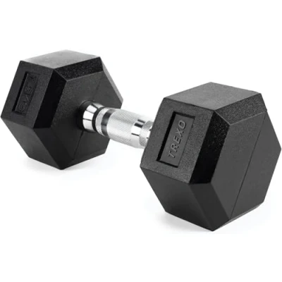 Afbeelding van TREXO Halter, 7,5 kg, hexagon duurzaam rubber gietijzer voor krachttraining thuis met ergonomische handgreep, stabiele en veelzijdige halter Hex HXD75
