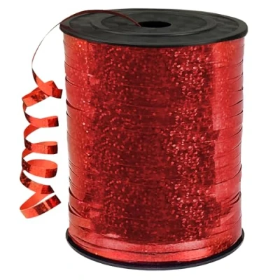 Afbeelding van DATEFUN Cadeaulint, rood, 450 meter, 5 mm, rood lint, glitter ringband, ballonlint voor kerstdecoratie, ballonsluitingen, geschenkverpakking, bruiloftsdecoratie