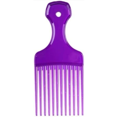 Afbeelding van Brede Tanden Afro Haar Krullend Vork Kam Paars Unisex Stijl Massage Kappers Insert Borstel Styling Tool