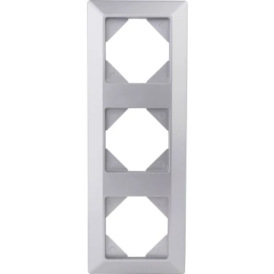 Afbeelding van REV 0236830704 Quadro, 3 voudig frame stopcontact, lichtschakelaar etc., zilver