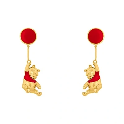 Afbeelding van Disney Winnie de Poeh Rood en Goud Gekleurde Drijvende Ballon Oorbellen EF00861YL, Eén maat, Messing, Geen edelsteen
