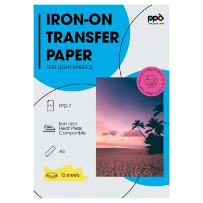 Afbeelding van PPD 10 x A3 PREMIUM Inkjet T shirt Transfer Papier, Transparante Folie speciaal voor licht textiel, strijkijzers en thermische pers 7
