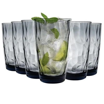 Afbeelding van Bormioli Rocco Diamond Dimpled Cool Glasses Oceaanblauw 470ml Set van 6