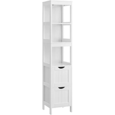 Afbeelding van Parya Home Hoge Badkamerkast Badkamermeubel 2 Lade 3 Planken Hout Wit
