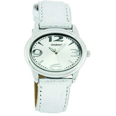 Afbeelding van OOZOO Timepieces zilverkleurige horloge met leren band JR196