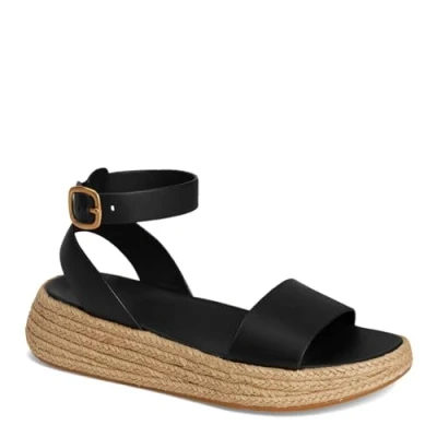 Afbeelding van Fitflop Vrouwen F Mode Espadrille lederen platte a/riem sandalen, Zwart, 37 EU