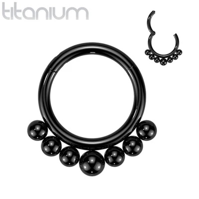 Afbeelding van Piercing titanium clilcker Outer Graduated Balls 1.2x8 zwart
