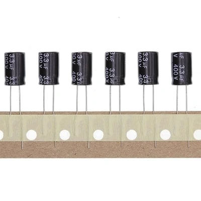 Afbeelding van 50 stuks 400 V 3,3 UF elektrolytische condensator van aluminium, plug in 8 x 12, 12 mm