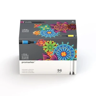 Afbeelding van Winsor &amp; Newton 0290152 Promarker, professionele layoutmarker 2 punten, fijn en breed voor tekeningen, ontwerp lay outs Set 96 Big Box