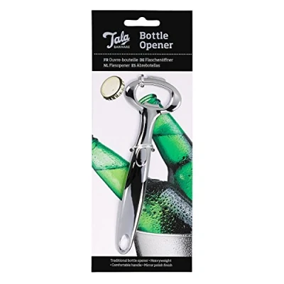 Afbeelding van Tala Barware traditionele flesopener, gemaakt van geborsteld staal voor een professionele look, perfect bierflessen en koolzuurhoudende flessen