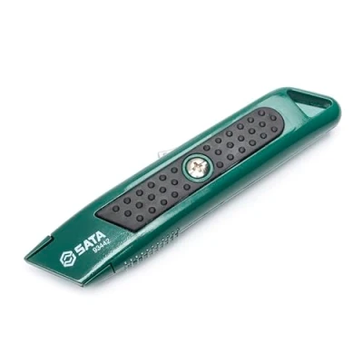 Afbeelding van SATA Groen ST93442SC zelf terugtrekkend Utility Mes en 5, Snelle Vervanging Blade Opslag Antislip Handvat