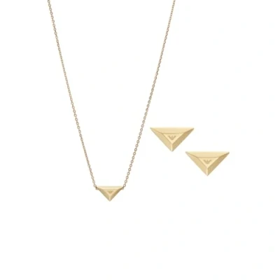 Afbeelding van Emporio Armani Dames goudkleurige Roestvrij stalen ketting en oorbellen set, EGS3160SET, Eén maat, staal, Geen edelsteen